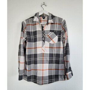 Patagonia Featherstone Tunic Top Button Down Shirt Plaid Womens Medium Gray